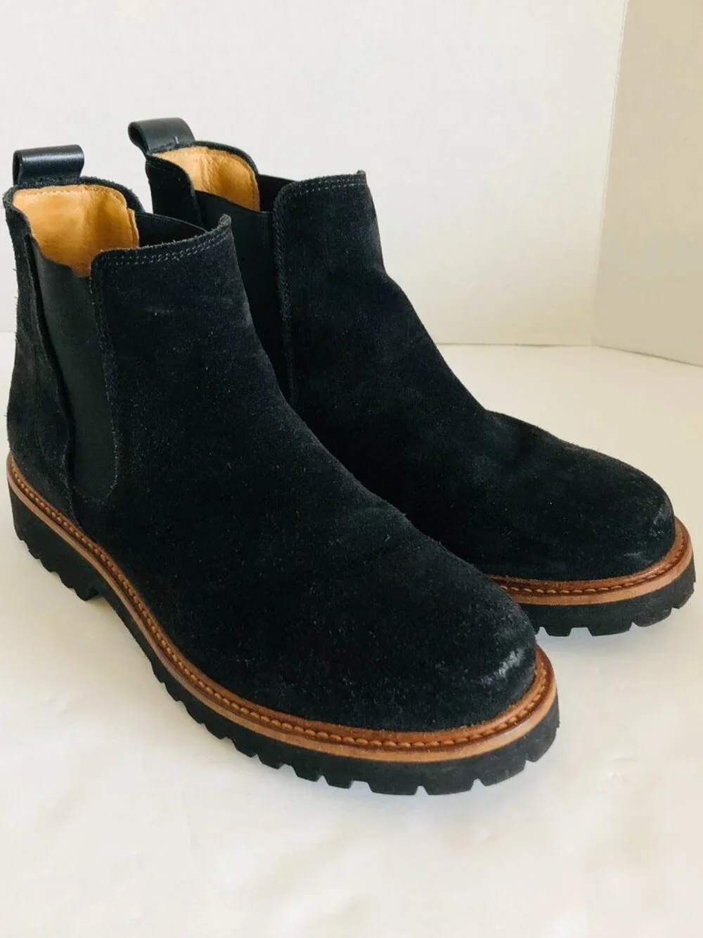 Samuel Hubbard Black Suede Chelsea Boots Leather Lining Pull on Portugal US 7
